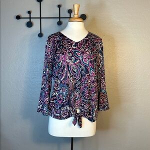 Ruby Rd. Blue and Pink Patterned Top